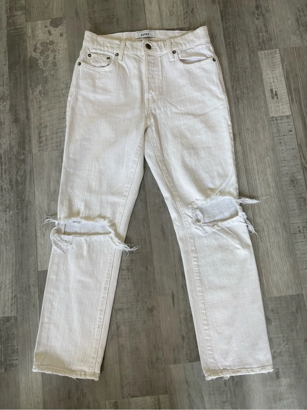 pistola White Distressed Boyfriend Jeans